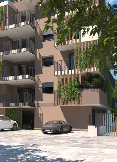 Rendering nel dettaglio del progetto di Carnago 2.0, dove è mostrato il piano terra dall’esterno