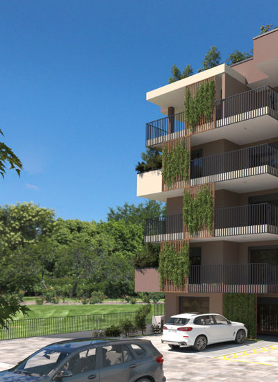 Rendering degli appartamenti visti dall’esterno del complesso Carnago 2.0