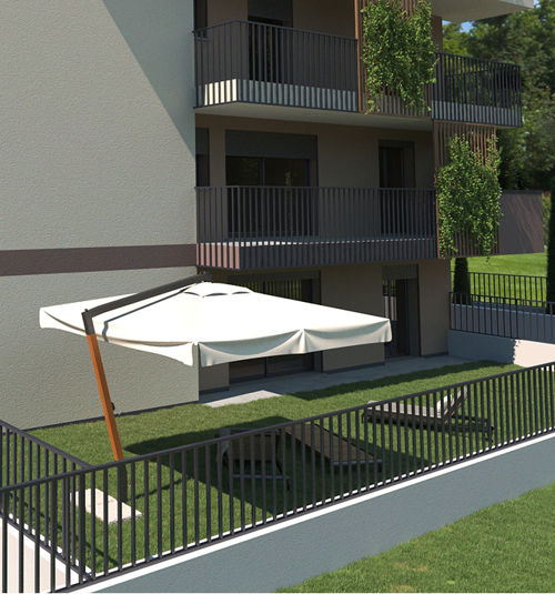 Rendering di uno dei possibili terrazzi disponibili all’interno del palazzo